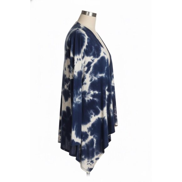 NWT Blue Tie Dye Open Front Draped Jersey Cardigan| Ethereal Grunge Boho Coastal - Picture 5 of 13